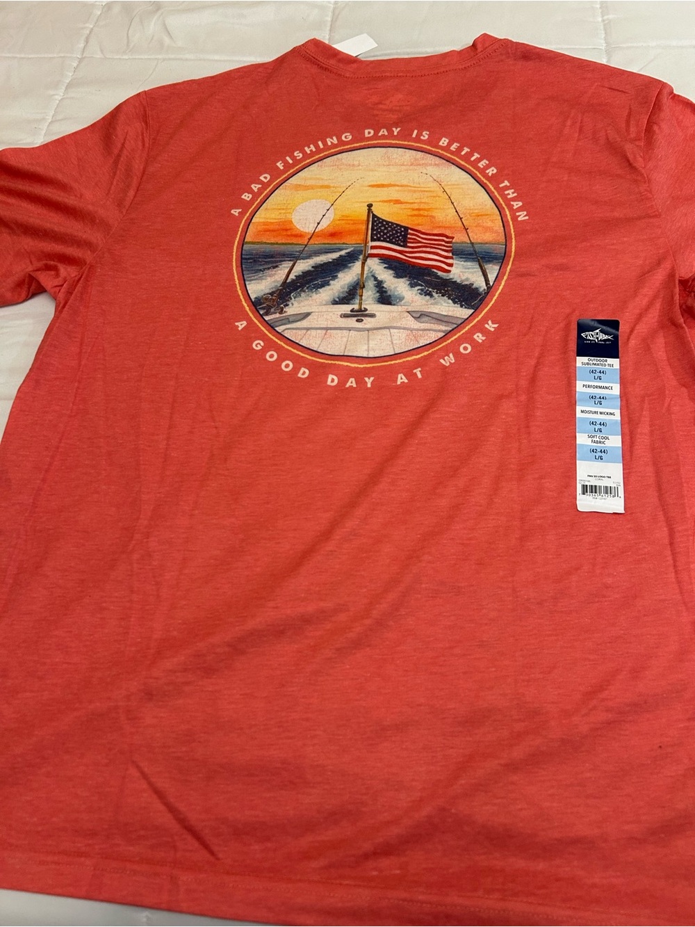 FishnVibe Outdoor Sublimated Tee Men's Polyester Tee in Red Size Large NWT